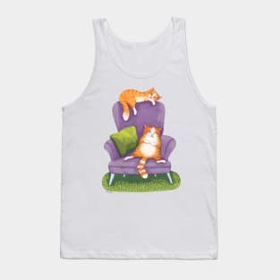 Sleeping Ginger Cats and Purple Chair Tank Top